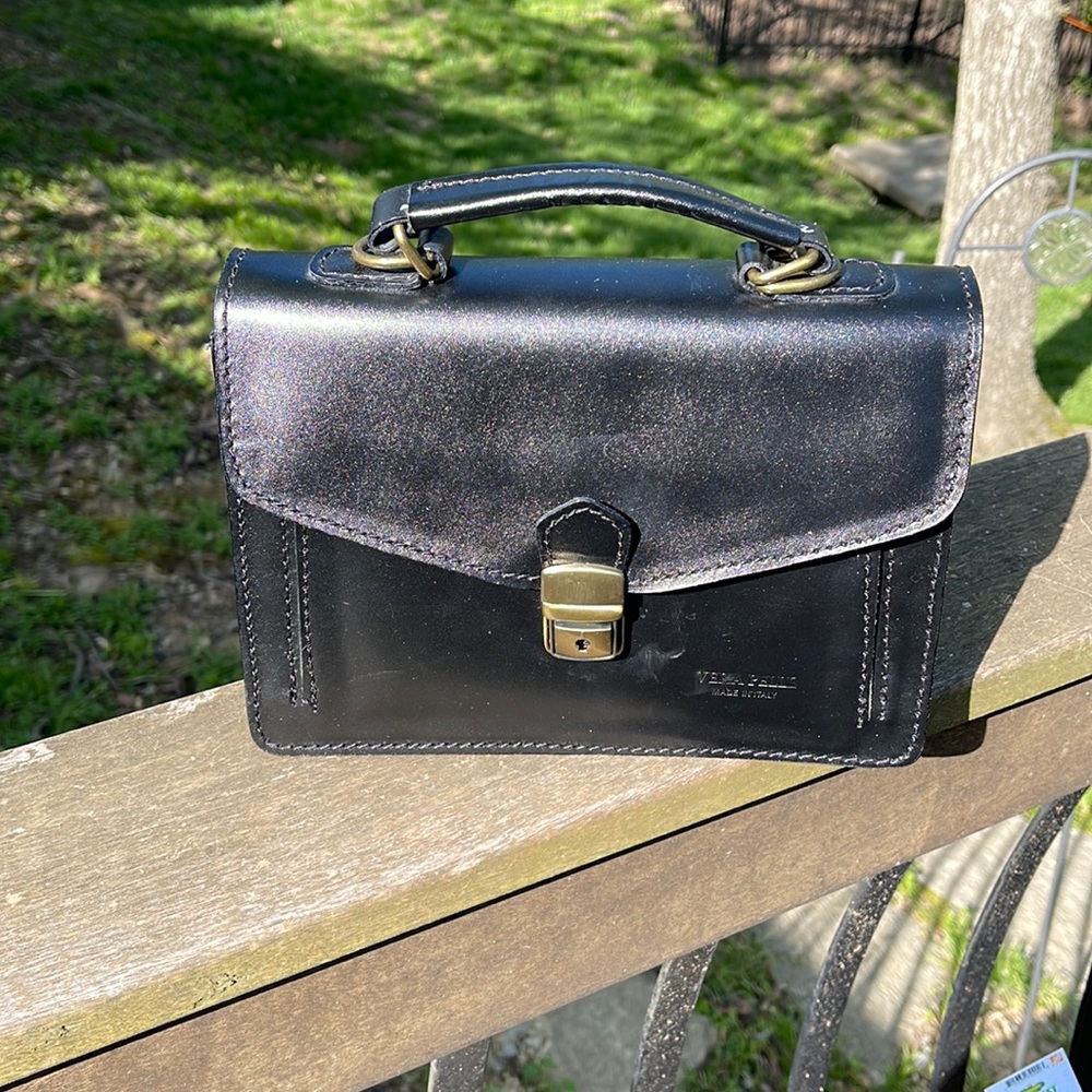 Handbag from Italy!  Black. Converts to shoulder bag.